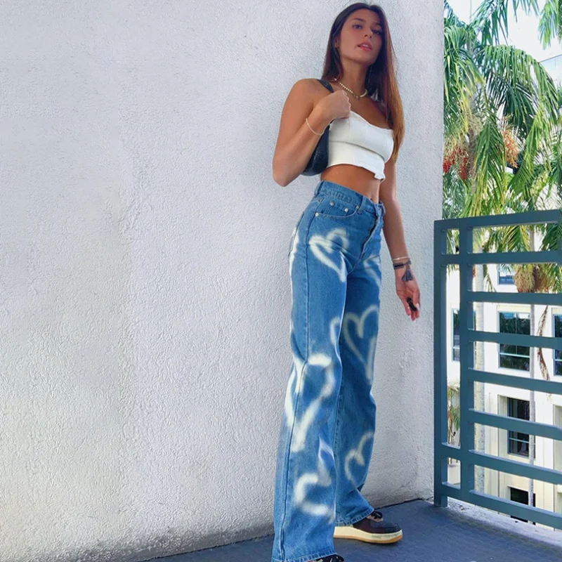 Spring and Autumn New Loose Ladies Jeans High Waist Straight Love Graffiti Printed Casual Mopping Women's Denim Pants WS69
Spring and Autumn New Loose Ladies Jeans High Waist Straight Love Graffiti Printed Casual Mopping Women's Denim Pants WS69