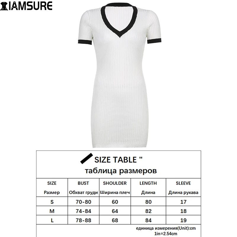 IAMSURE Preppy Style Ribbed Knited Dress Sexy Slim Skinny Deep V-Neck Short Sleeve Mini Dresses Women 2021 Casaual Streetwear
IAMSURE Preppy Style Ribbed Knited Dress Sexy Slim Skinny Deep V-Neck Short Sleeve Mini Dresses Women 2021 Casaual Streetwear