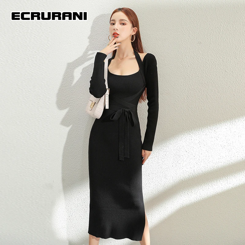 ECRURANI Sexy Dress For Women Square Collar Neck Long Sleeve High Waist Slim Bandage Midi Dresses Female New Spring Tide 2021
ECRURANI Sexy Dress For Women Square Collar Neck Long Sleeve High Waist Slim Bandage Midi Dresses Female New Spring Tide 2021