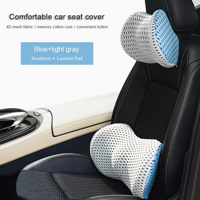 

Car seat cushion Headrest Pillow Lumbar Cushion Support Breathable Posture correction 3d memory cotton massage car accessories