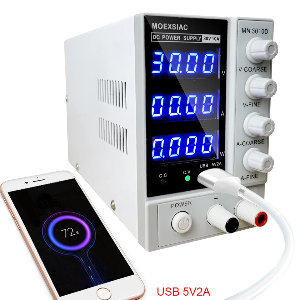 Power Switch Adjustable 4 Digitsl Voltage Regulator DC 12 Volt 30V 10A Power Supply Lab Laboratory Power Feeding with USB 5V 2A
Power Switch Adjustable 4 Digitsl Voltage Regulator DC 12 Volt 30V 10A Power Supply Lab Laboratory Power Feeding with USB 5V 2A