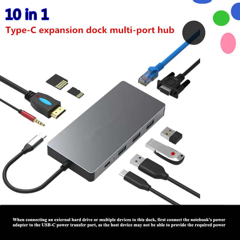 10 в 1 USB Расширительная док станция USB3.0 SD TF HDMI VGA 3 5 мм аудио Ethernet интерфейс для huawei