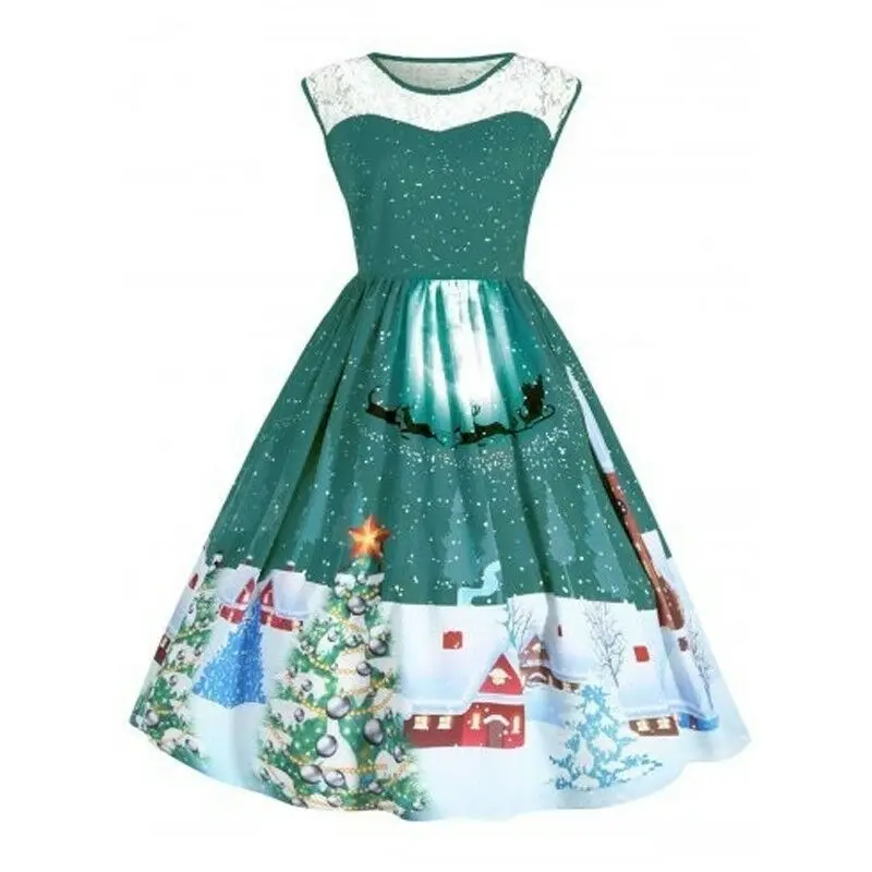 Lovely Womens Retro Christmas Printed Party Dress Round Neck Knee Length Sleeveless Skater Dresses
Lovely Womens Retro Christmas Printed Party Dress Round Neck Knee Length Sleeveless Skater Dresses