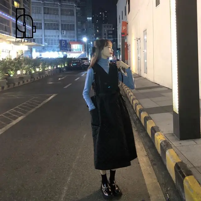 Новинка 2021 женское стеганое платье с V-образным вырезом и ромбовидным узором без