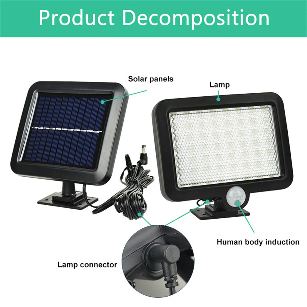 56/30 LED Waterproof Solar Lights Power Outdoor Motion Sensor(3 Modes) Wall Light Wide Angle With LEDs on Both Side | Лампы и