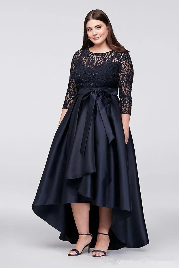 Plus Size Mother Of The Bride Dresses A-line 3/4 Sleeves Lace Beaded High Low Black Long Groom Mother Dresses For Wedding
Plus Size Mother Of The Bride Dresses A-line 3/4 Sleeves Lace Beaded High Low Black Long Groom Mother Dresses For Wedding