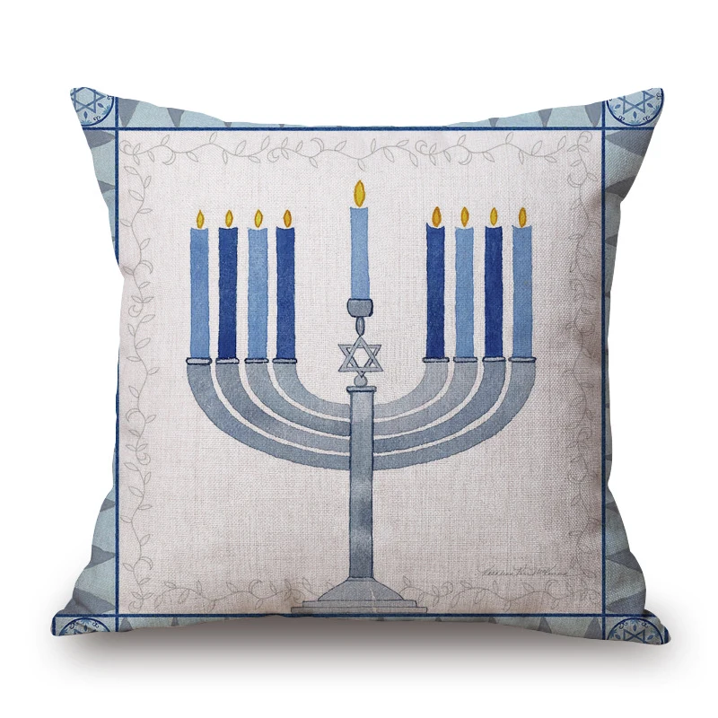 Happy Hanukkah Cushion Covers Jewish Holiday Dreidel Menorah Culture Art Decorative Pillow Case For Sofa Couch | Дом и сад