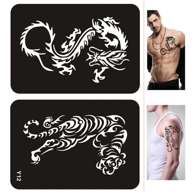 2pcs/set Big Henna Stencils Sexy Dragon Tiger Airbrush Stencils for Painting Body Glitter Tattoo Stencil Pochoir Peinture
2pcs/set Big Henna Stencils Sexy Dragon Tiger Airbrush Stencils for Painting Body Glitter Tattoo Stencil Pochoir Peinture