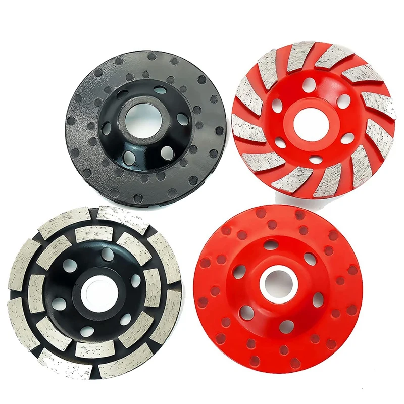 2Pcs 4Inch Diamond Cup Grinding Wheel Concrete Sanding Discs 12 Segments Heavy Duty Angle Grinder Wheels (BLACK+RED) | Инструменты