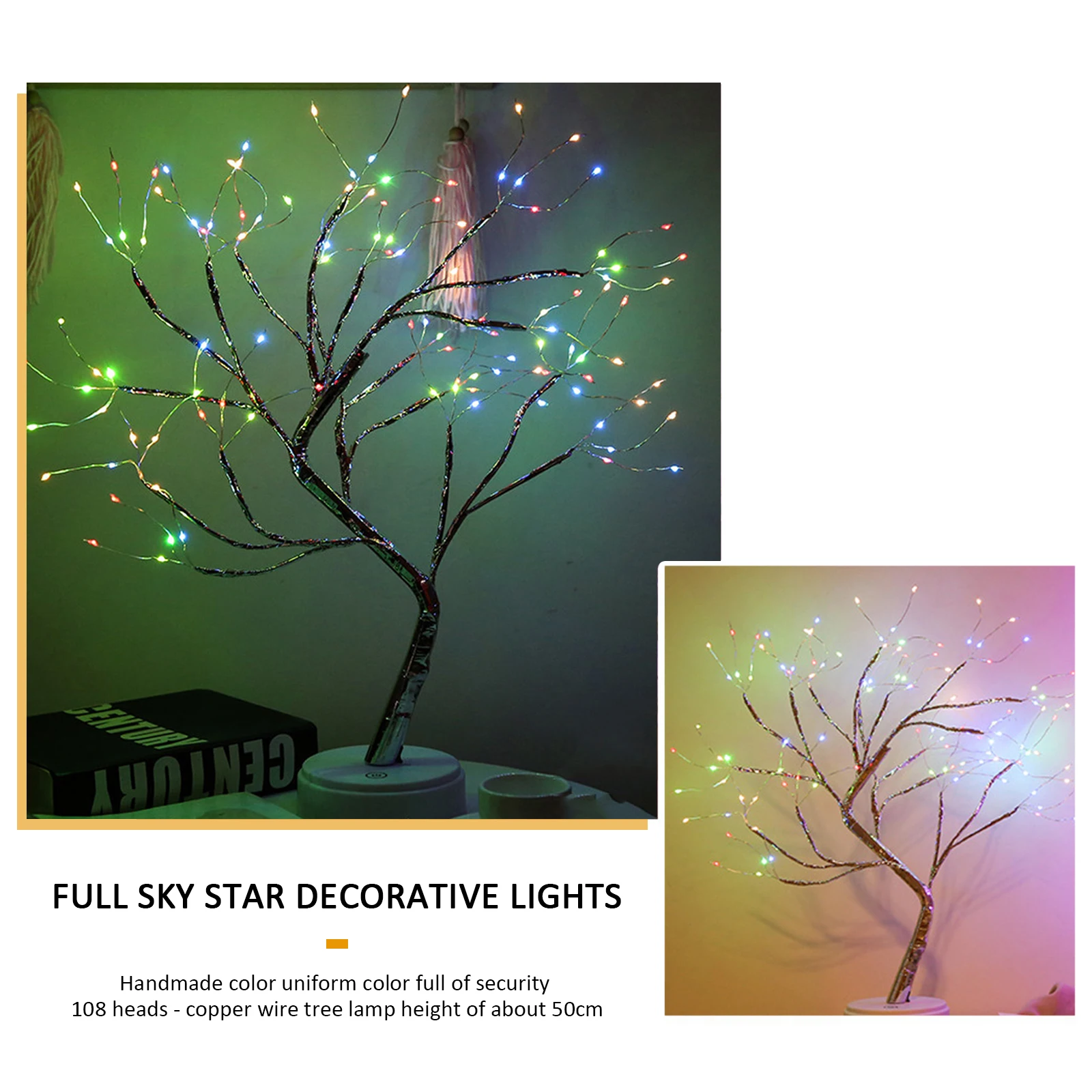 20 inch Tabletop Bonsai Tree Light, Touch Switch 108 LED Copper Wire Lamp Decorative Light Night Light
20 inch Tabletop Bonsai Tree Light, Touch Switch 108 LED Copper Wire Lamp Decorative Light Night Light
