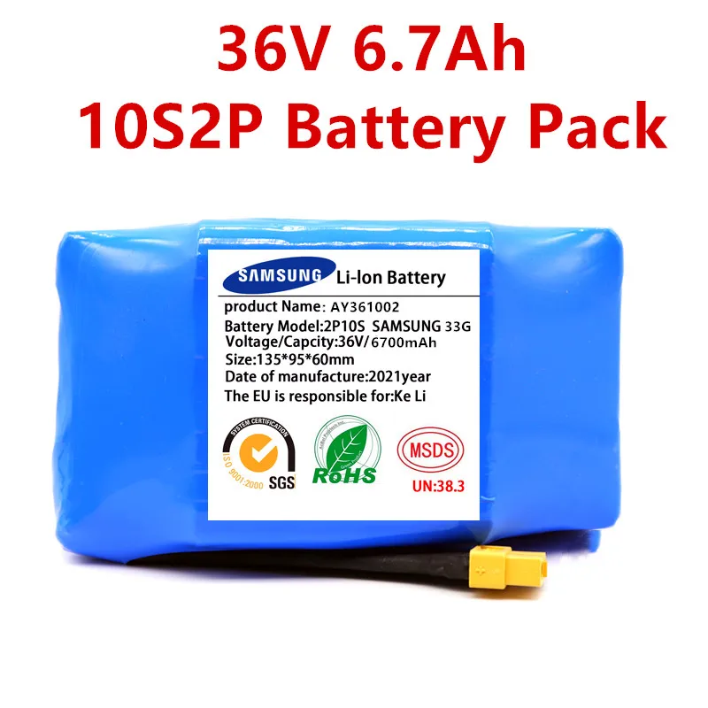 Genuine 36V Battery pack 6700mAh 6.7Ah Rechargeable Lithium ion battery for Electric self balancing Scooter HoverBoard unicycle
Genuine 36V Battery pack 6700mAh 6.7Ah Rechargeable Lithium ion battery for Electric self balancing Scooter HoverBoard unicycle