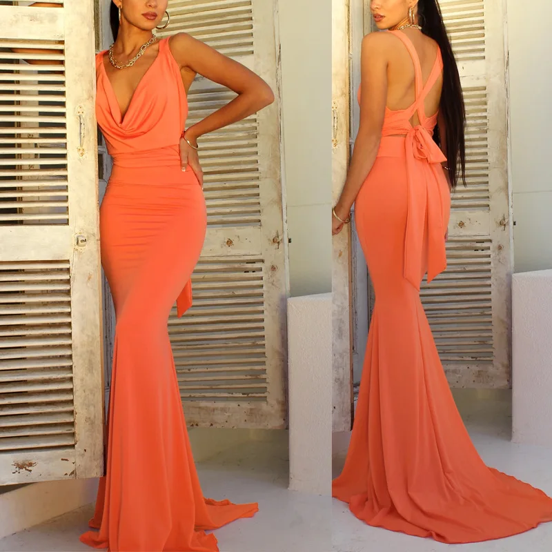 2021 Elegant Orange Fashion Full Length Backless Cowl Neck Mermaid Cocktail Gowns Ladies Sexy Evening Dresses for Formal Parties
2021 Elegant Orange Fashion Full Length Backless Cowl Neck Mermaid Cocktail Gowns Ladies Sexy Evening Dresses for Formal Parties