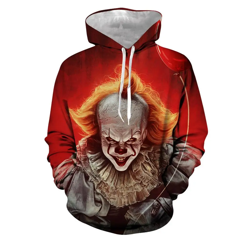 Пуловер Pennywise, толстовки, свитшоты, толстовки с длинным рукавом, костюмы для косплея Джокера, клоуна, толстовки с 3D-принтом для мужчин и женщи...
Пуловер Pennywise, толстовки, свитшоты, толстовки с длинным рукавом, костюмы для косплея Джокера, клоуна, толстовки с 3D-принтом для мужчин и женщи...