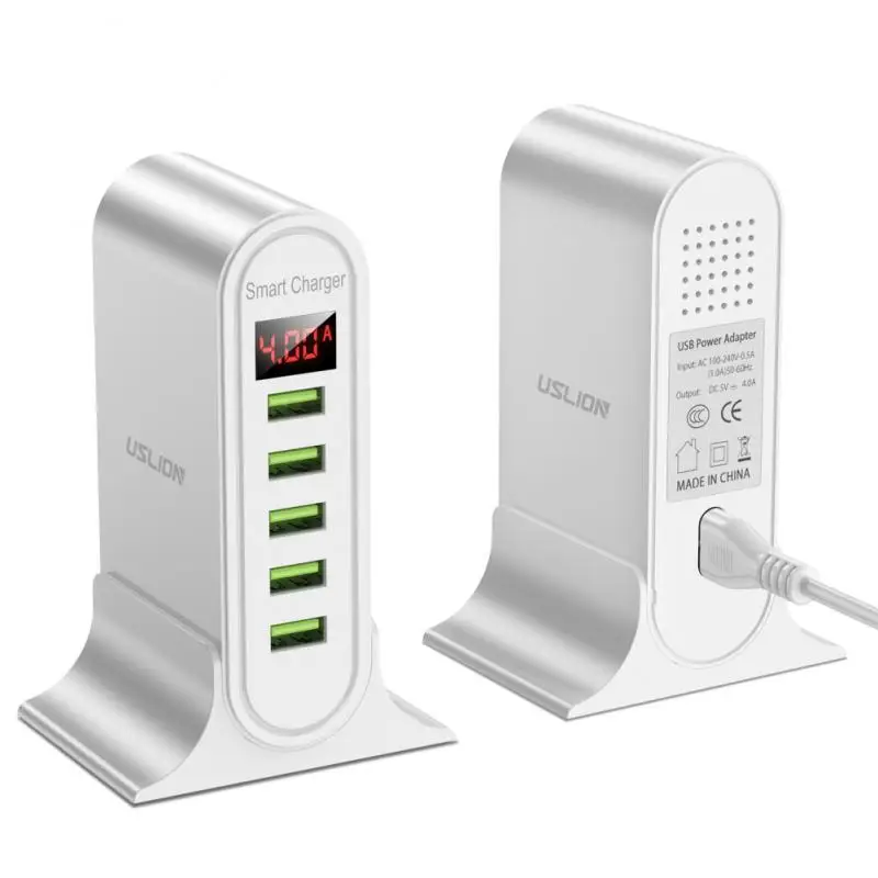 5V 4A 5-port USB Mobile Phone Charger Desktop Travel Smart Charger LED Digital Display Charger Bracket Fast Charger For Phone
5V 4A 5-port USB Mobile Phone Charger Desktop Travel Smart Charger LED Digital Display Charger Bracket Fast Charger For Phone