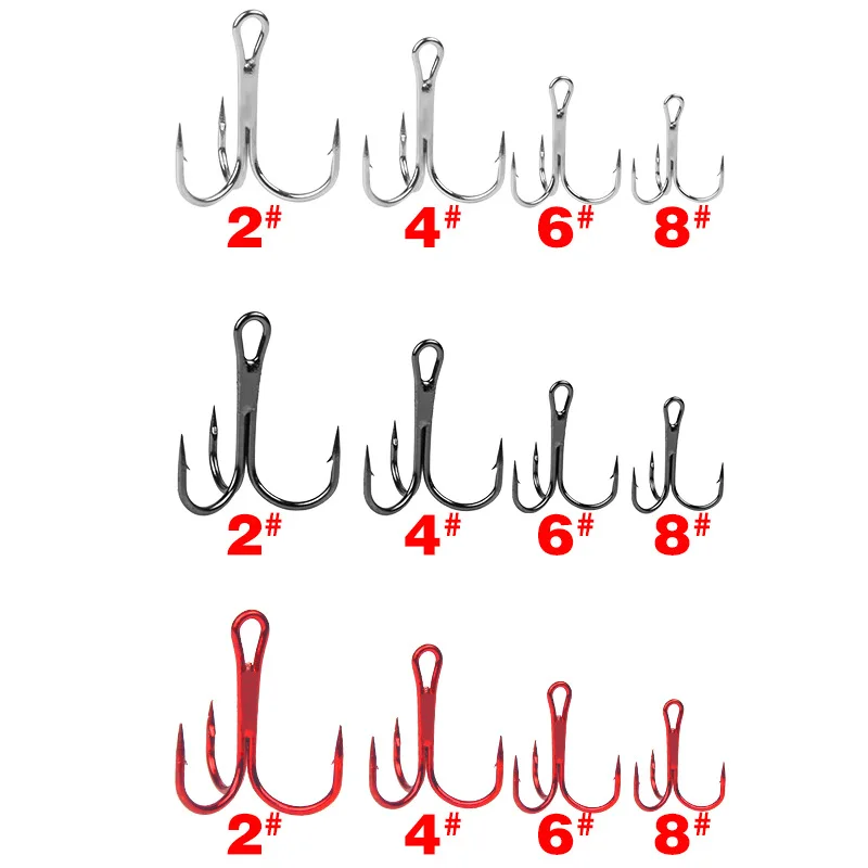 

20 шт./лот приманка, рыболовный крючок в коробке 2 #4 #6 #8 #, три якорных крючка, красный черный и белый никель, высокоуглеродистые стальные тройн...