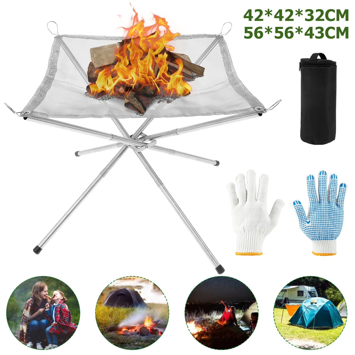 Portable Fire Pit Collapsible Stainless Steel Mesh Fireplace Folding Stands Picnic Campfire Fire Pit for Camping Backyard Patio
Portable Fire Pit Collapsible Stainless Steel Mesh Fireplace Folding Stands Picnic Campfire Fire Pit for Camping Backyard Patio