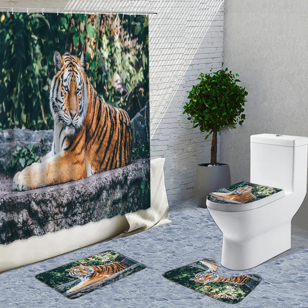 3D Siberian Tiger Shower Curtain 4 Pieces Set Lovely Two Animal Play Around In The Water Bath Curtains Non-Slip Set Of Bath Mats
3D Siberian Tiger Shower Curtain 4 Pieces Set Lovely Two Animal Play Around In The Water Bath Curtains Non-Slip Set Of Bath Mats