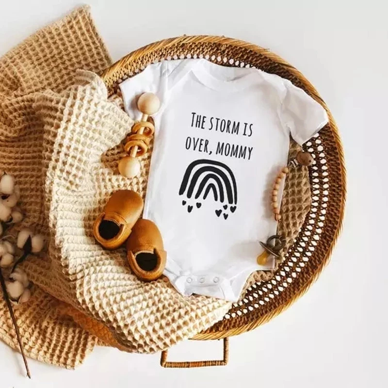 Rainbow Baby Onesies The Storm Is Over Mommy Announcement Newborn Baby Bodysuits Cotton Rompers Baby Boys Girls Outfits Clothes
Rainbow Baby Onesies The Storm Is Over Mommy Announcement Newborn Baby Bodysuits Cotton Rompers Baby Boys Girls Outfits Clothes