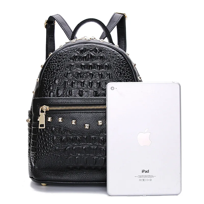 2021 new crocodile pattern head layer leather backpack rivet backpack Korean fashion trendy leather handbags
2021 new crocodile pattern head layer leather backpack rivet backpack Korean fashion trendy leather handbags