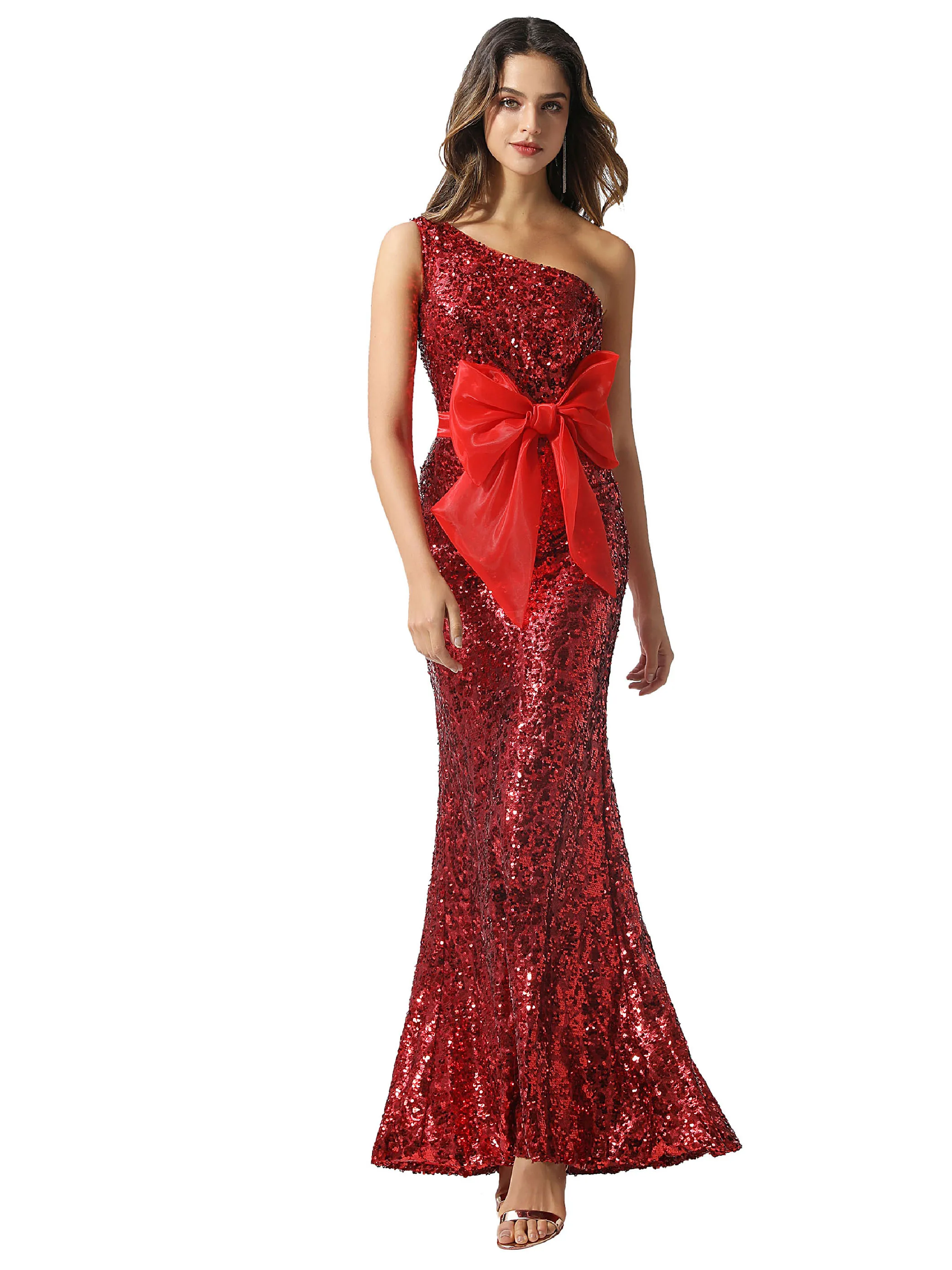 Tanpell Red Sequins Evening Dress Simple One Shoulder Bowknot Sleeveless Sheath Floor-Length Formal Custom Evening Dress 2020
Tanpell Red Sequins Evening Dress Simple One Shoulder Bowknot Sleeveless Sheath Floor-Length Formal Custom Evening Dress 2020