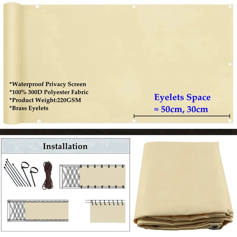 Customizable Beige Polyester Balcony Waterproof Privacy Screen Net Garden Terrace Decoration Fencing Netting Rainproof Sun Sails
Customizable Beige Polyester Balcony Waterproof Privacy Screen Net Garden Terrace Decoration Fencing Netting Rainproof Sun Sails