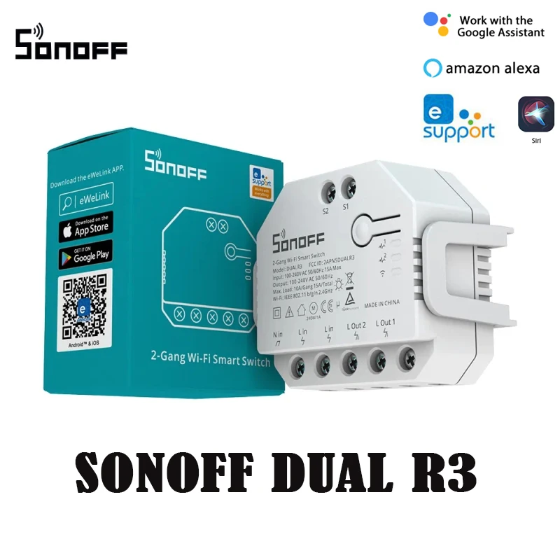 SONOFF DUAL R3 2 Gang Dual Relay Module DIY MINI Smart Switch Power Metering Smart Home Via EWeLink Control Alexa Google Home
SONOFF DUAL R3 2 Gang Dual Relay Module DIY MINI Smart Switch Power Metering Smart Home Via EWeLink Control Alexa Google Home