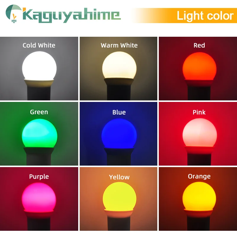 Цветная светодиодная лампа Kaguyahime E27 5 шт. 3 Вт 220 В SMD 2835 RGB Точечный светильник