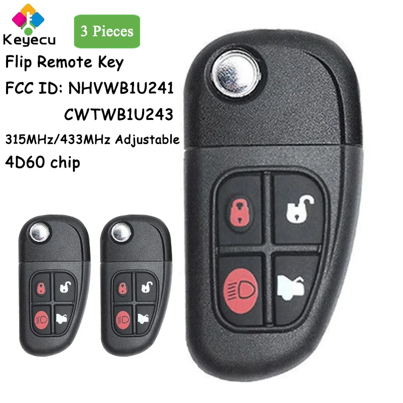 Дистанционный ключ KEYECU для автомобиля, 3 шт., с 4 кнопками, чип 4D60 для Jaguar XJ XJR X-Type S-Type 1999-2009 Fob NHVWB1U241 CWTWB1U243
Дистанционный ключ KEYECU для автомобиля, 3 шт., с 4 кнопками, чип 4D60 для Jaguar XJ XJR X-Type S-Type 1999-2009 Fob NHVWB1U241 CWTWB1U243