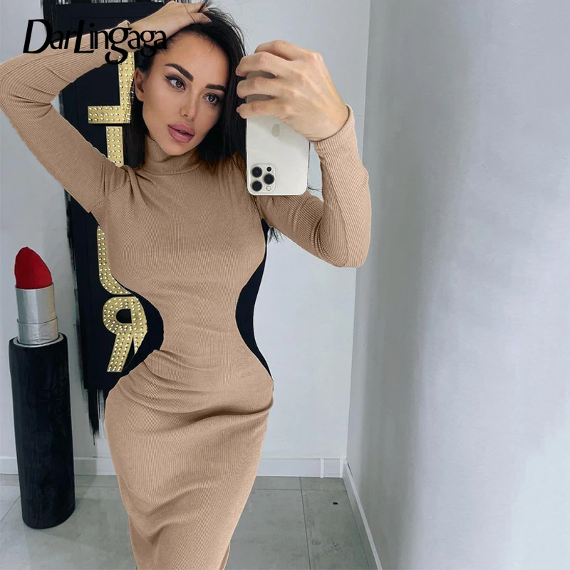 Darlingaga Spring Autumn Fashion Patchwork Turtleneck Midi Dress Elegant Long Sleeve Bodycon Casual Dresses for Women Slim Basic
Darlingaga Spring Autumn Fashion Patchwork Turtleneck Midi Dress Elegant Long Sleeve Bodycon Casual Dresses for Women Slim Basic