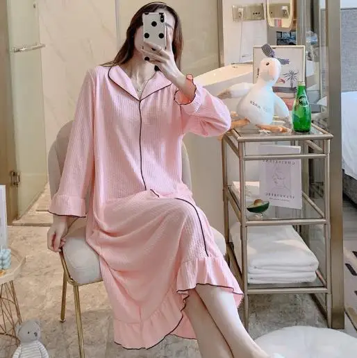 Spring Autumn Casual Dress Loose Lady's Cotton Long Sleeve Nightgown Oversize Sleep Shirt Sleepwear for Women Nightdress
Spring Autumn Casual Dress Loose Lady's Cotton Long Sleeve Nightgown Oversize Sleep Shirt Sleepwear for Women Nightdress