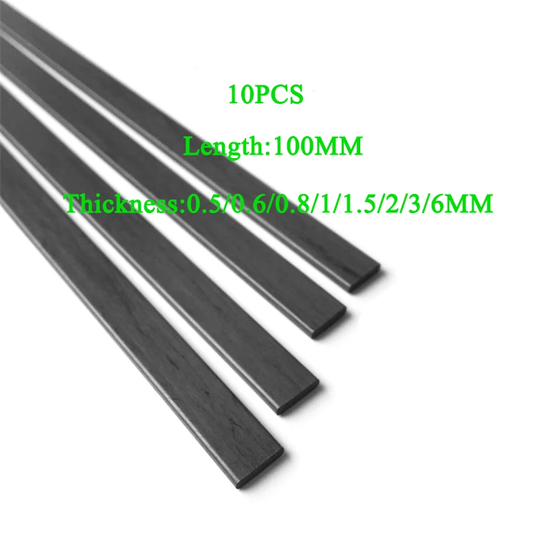 10Pcs/Lot Carbon Fiber Strip Sheet Thickness 0.5mm 0.6mm 0.8mm 1mm 1.5mm 2mm 3mm 6mm for RC Quadcopter Multicopter Length 100mm
10Pcs/Lot Carbon Fiber Strip Sheet Thickness 0.5mm 0.6mm 0.8mm 1mm 1.5mm 2mm 3mm 6mm for RC Quadcopter Multicopter Length 100mm