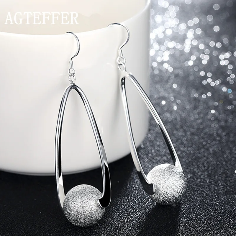 AGTEFFER Silver 925 Jewelry Earrings Long Sanding Ball Earring For Women Wedding Fashion Jewelry
AGTEFFER Silver 925 Jewelry Earrings Long Sanding Ball Earring For Women Wedding Fashion Jewelry