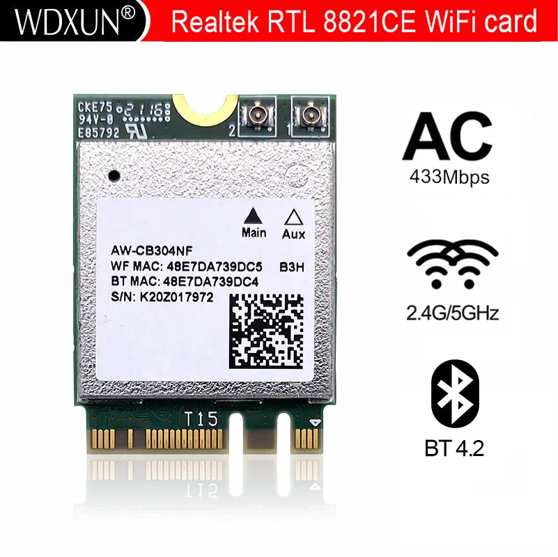 Realtek RTL8821CE AW-CB304NF 802.11AC 1X1 NGFF M.2 dual band 2.4G 5G 433Mbps BT Bluetooth 4.2 WiFi wireless network card | Компьютеры и