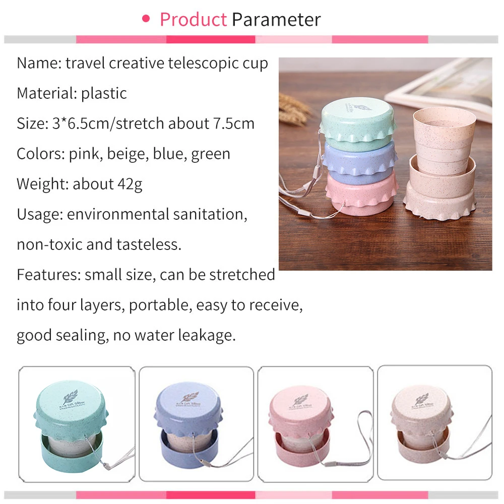 Portable Straw Wheat Plastic Telescopic Drinking Collapsible Folding Cup Travel Camping Convenient Easy To Carry Travel Bottle
Portable Straw Wheat Plastic Telescopic Drinking Collapsible Folding Cup Travel Camping Convenient Easy To Carry Travel Bottle