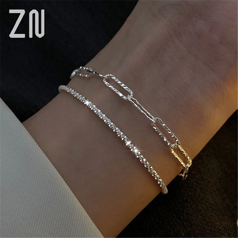 ZN New Silver Plated Shiny Chain Bracelet Simple Light luxury Bracelet For Women Hot Jewelry Wedding Party Prom Christmas Gift
ZN New Silver Plated Shiny Chain Bracelet Simple Light luxury Bracelet For Women Hot Jewelry Wedding Party Prom Christmas Gift