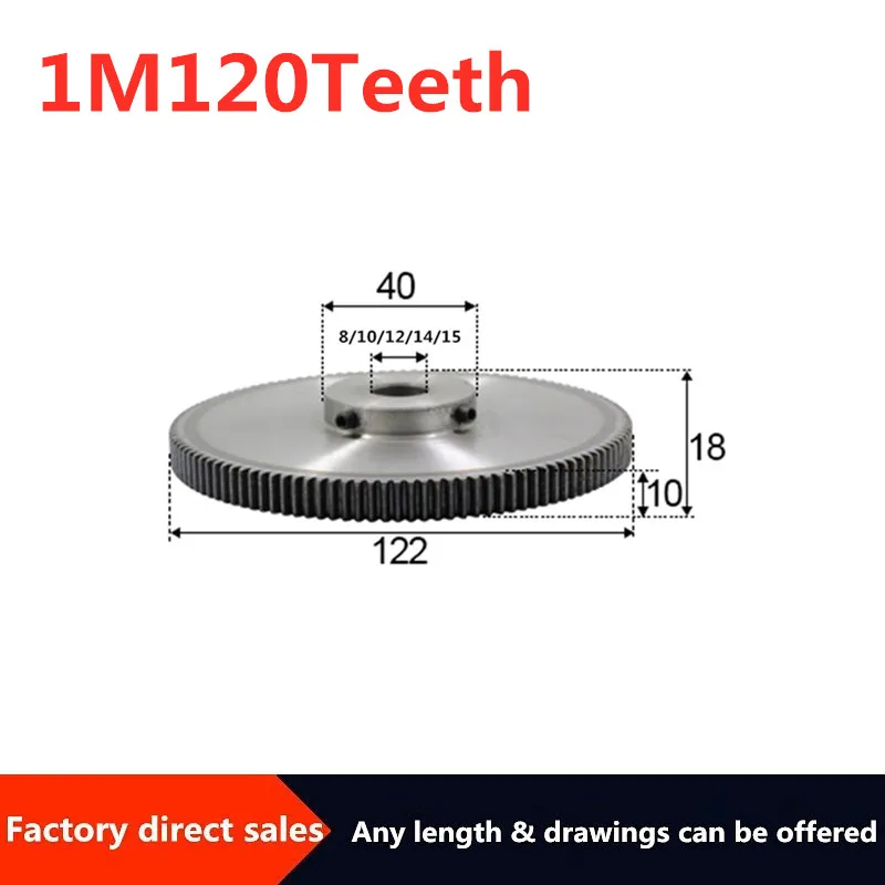 1pcs 1Modulus 120Teeth Spur Gear inner hole is 8/10/12/14/15mm 45# steel major gear
1pcs 1Modulus 120Teeth Spur Gear inner hole is 8/10/12/14/15mm 45# steel major gear