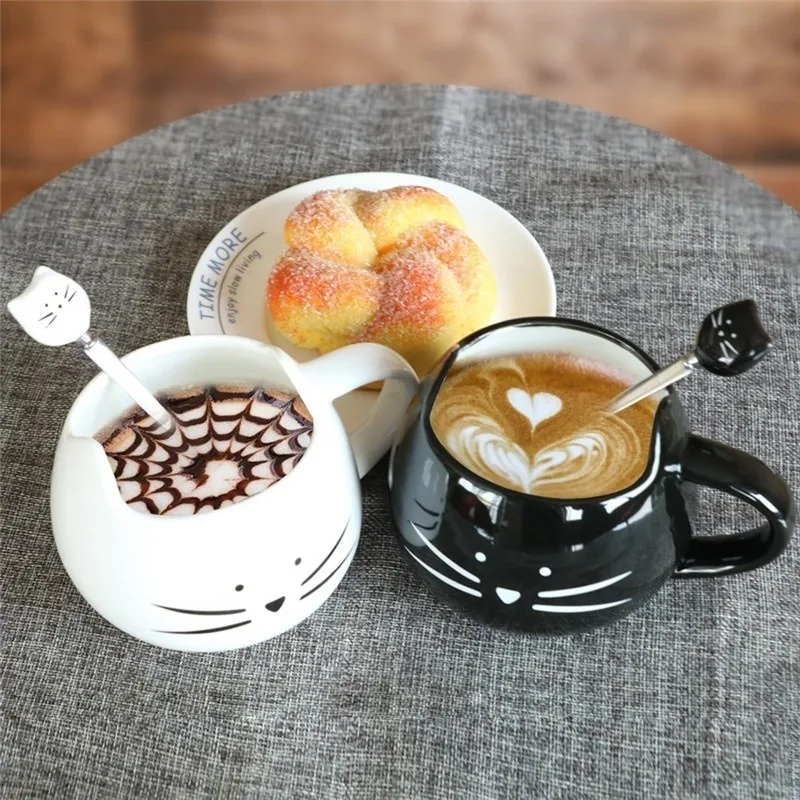 Ceramic Cute Cat Cups With Spoon White/black Coffee Milk Mugs Cartoon Ice Cream Sugar Tea Dessert Soup Office Couple Drinkware
Ceramic Cute Cat Cups With Spoon White/black Coffee Milk Mugs Cartoon Ice Cream Sugar Tea Dessert Soup Office Couple Drinkware