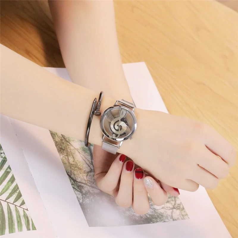 Top Style New Fashion Women's Luxury Dress Analog Quartz WristWatch Mesh Strap Personality Hollow Note Reloj Mujer Sliver Clock
Top Style New Fashion Women's Luxury Dress Analog Quartz WristWatch Mesh Strap Personality Hollow Note Reloj Mujer Sliver Clock