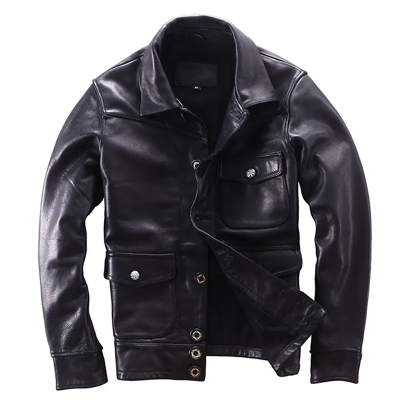 2020 Motorcycle Men Cowhide Genuine Leather Jacket Male Slim Fit Short Multi-pocket Locomotive Clothing Biker Coat
2020 Motorcycle Men Cowhide Genuine Leather Jacket Male Slim Fit Short Multi-pocket Locomotive Clothing Biker Coat