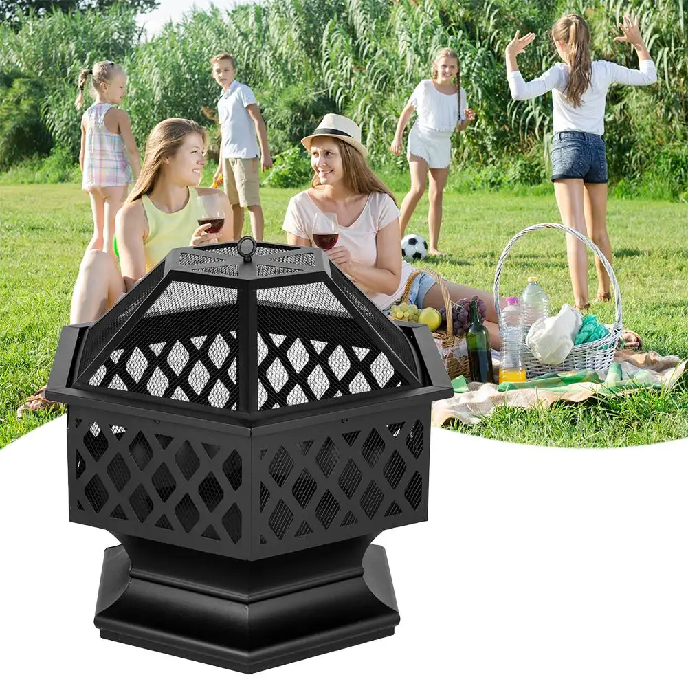 Portable Courtyard Metal Fire Pit 24" Hexagonal Shaped Iron Brazier Wood Burning Fire Pit Decoration for Backyard Poolside
Portable Courtyard Metal Fire Pit 24" Hexagonal Shaped Iron Brazier Wood Burning Fire Pit Decoration for Backyard Poolside