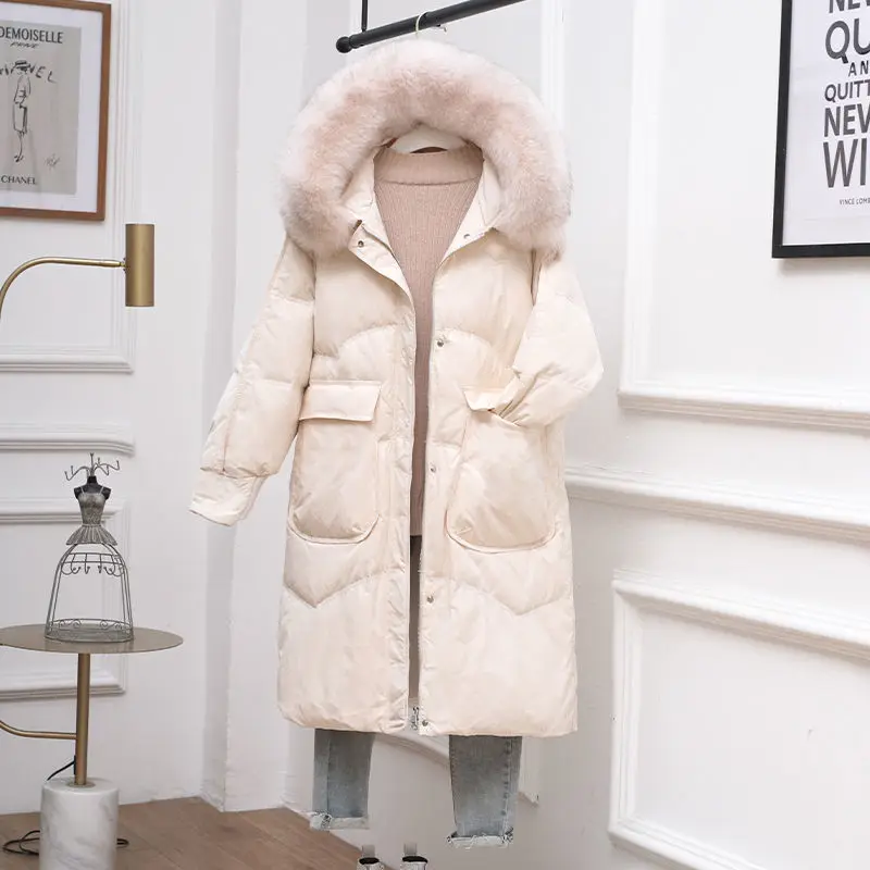 Women 2021 Winter Fashion White Duck Down Jackets Female Real Fox Fur Collar Hooded Coats Ladies Loose Thick Warm Overcoats R232
Women 2021 Winter Fashion White Duck Down Jackets Female Real Fox Fur Collar Hooded Coats Ladies Loose Thick Warm Overcoats R232