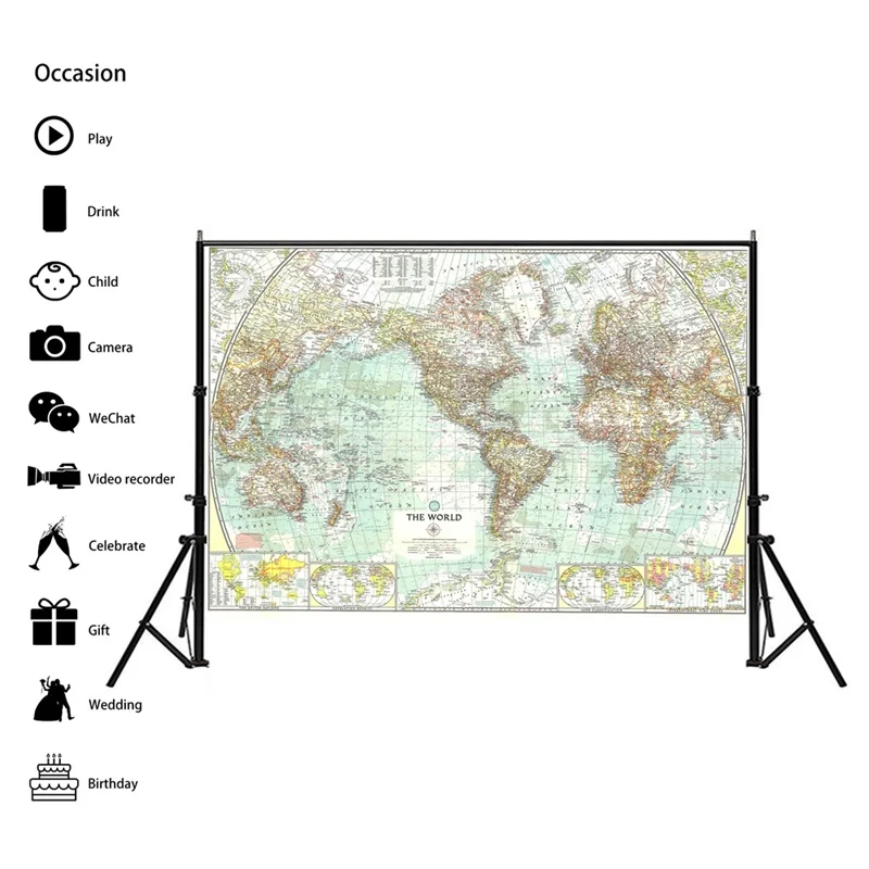 Vintage Globe World Map 1957 225*150cm Non-woven Poster Painting No Frame Map of The World Wall Paper Home Office School Decor
Vintage Globe World Map 1957 225*150cm Non-woven Poster Painting No Frame Map of The World Wall Paper Home Office School Decor