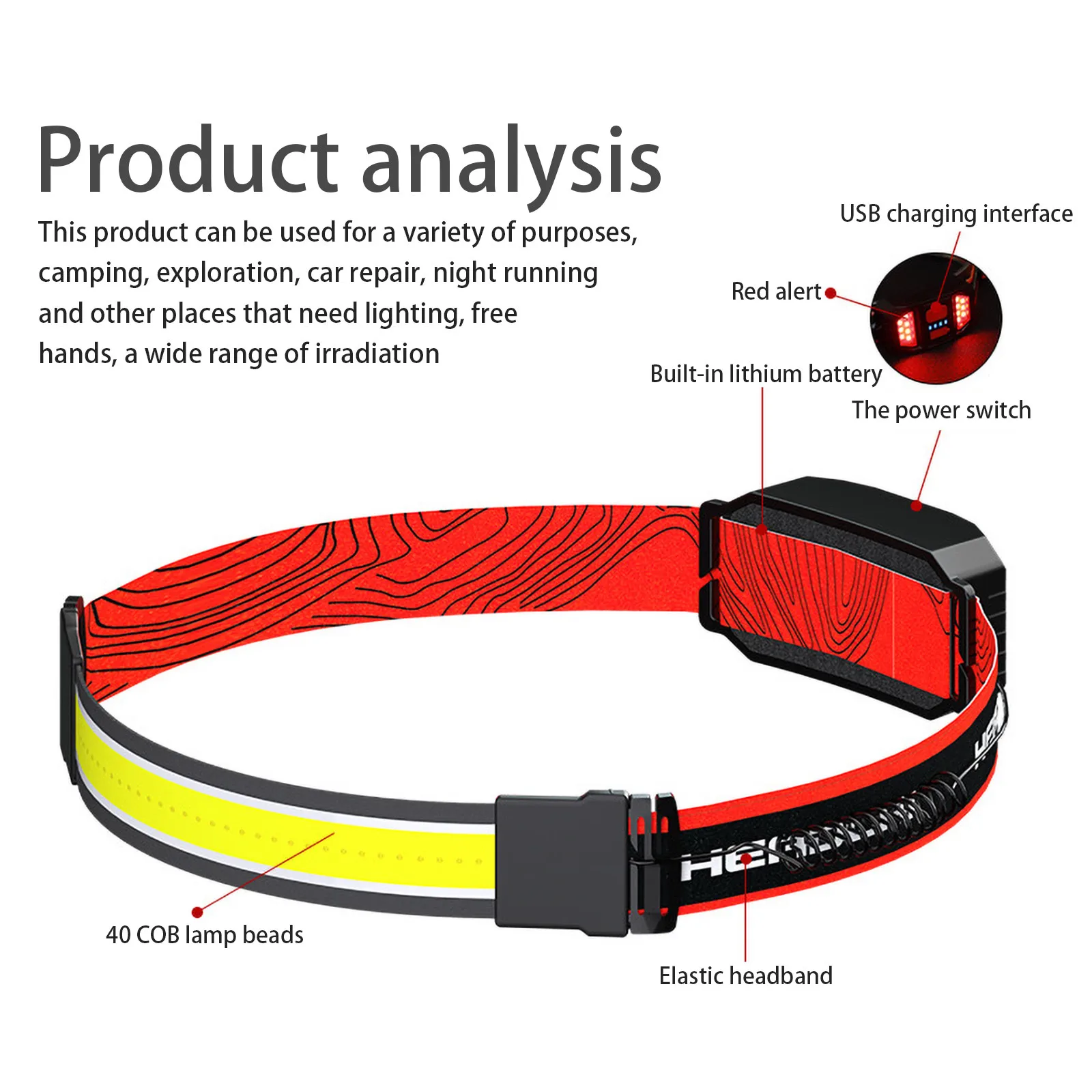 Hi-beam Work Light Soft Led Headlamp Usb Rechargeable Waterproof Elastic Headband Cob+red Light For Outdoor Running #T1G
Hi-beam Work Light Soft Led Headlamp Usb Rechargeable Waterproof Elastic Headband Cob+red Light For Outdoor Running #T1G