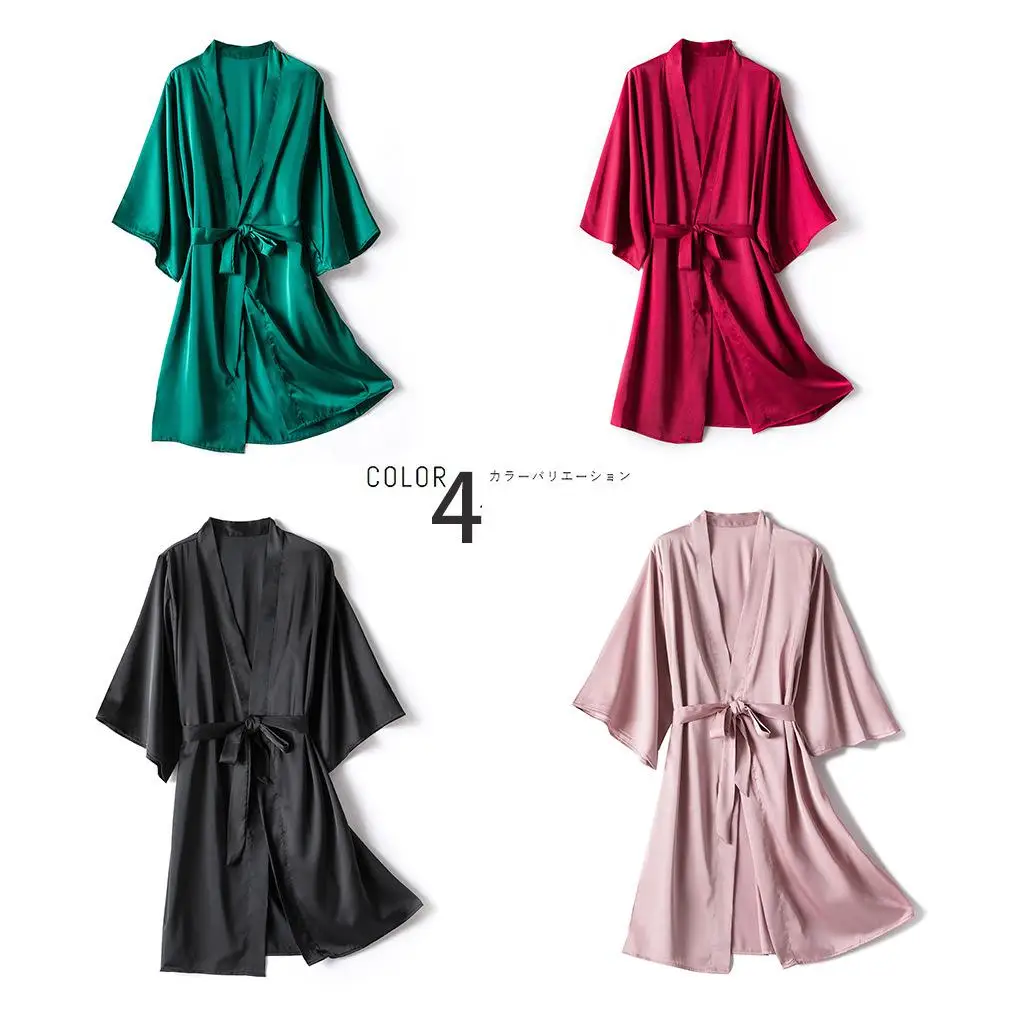 Sexy Mini V-neck Kimono Bathrobe Gown Bride Bridesmaid Wedding Robe With Belt Satin Summer New Women Sleepwear Intimate Lingerie
Sexy Mini V-neck Kimono Bathrobe Gown Bride Bridesmaid Wedding Robe With Belt Satin Summer New Women Sleepwear Intimate Lingerie