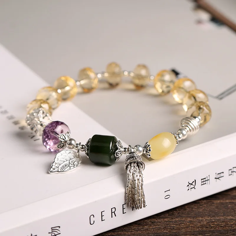 OMHXZJ Wholesale CS10 European Fashion Woman Party Gift Natural Amethyst Citrine Beads Tassel 100% 925 Sterling Silver Bracelet
OMHXZJ Wholesale CS10 European Fashion Woman Party Gift Natural Amethyst Citrine Beads Tassel 100% 925 Sterling Silver Bracelet