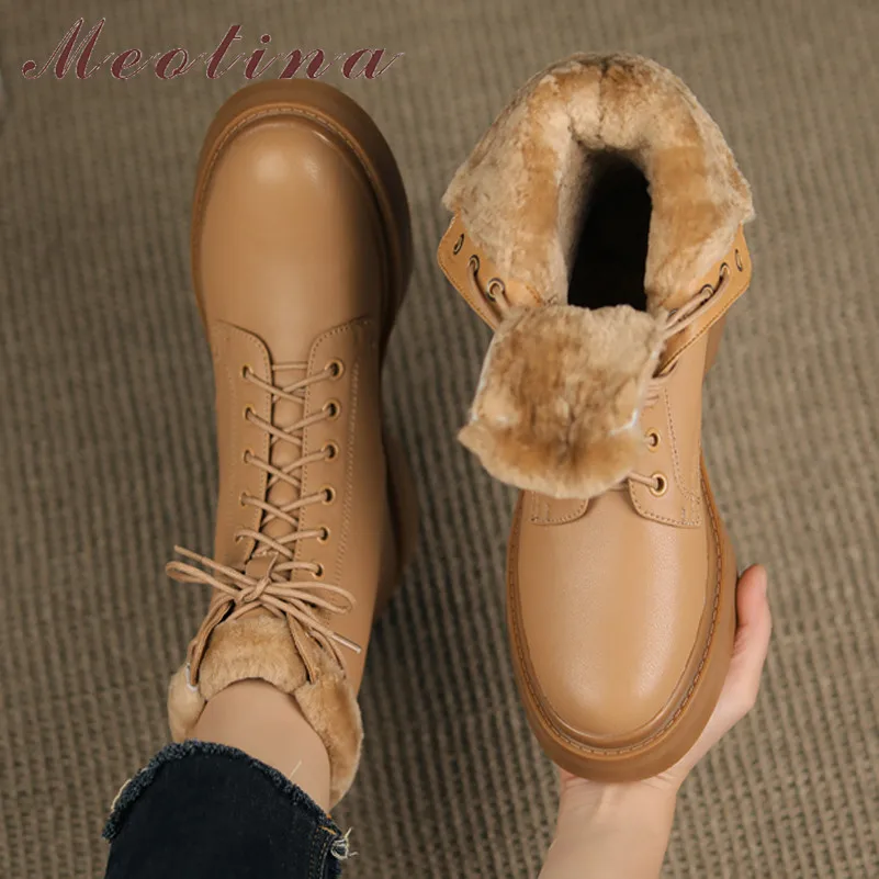 Meotina Genuine Leather Motorcycle Boots Woman Med Heel Ankle Boots Platform Block Heel Short Boots Lace Up Female Shoes Winter
Meotina Genuine Leather Motorcycle Boots Woman Med Heel Ankle Boots Platform Block Heel Short Boots Lace Up Female Shoes Winter