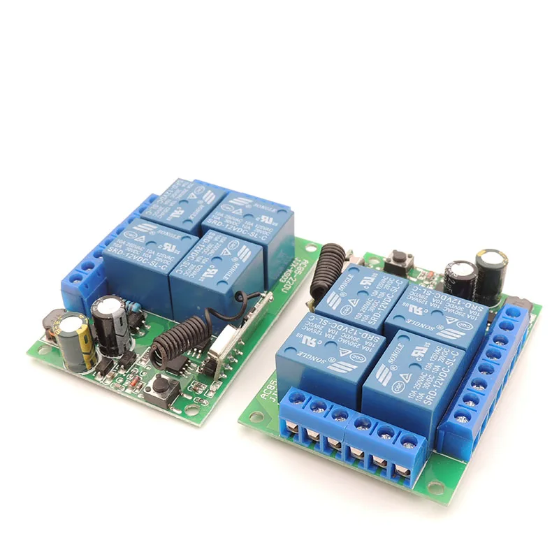 433MHz Universal Wireless Remote Control AC 110V 220V 4CH rf Relay Receiver and Transmitter Key-fobs for Garage/LED/Light/Fan
433MHz Universal Wireless Remote Control AC 110V 220V 4CH rf Relay Receiver and Transmitter Key-fobs for Garage/LED/Light/Fan