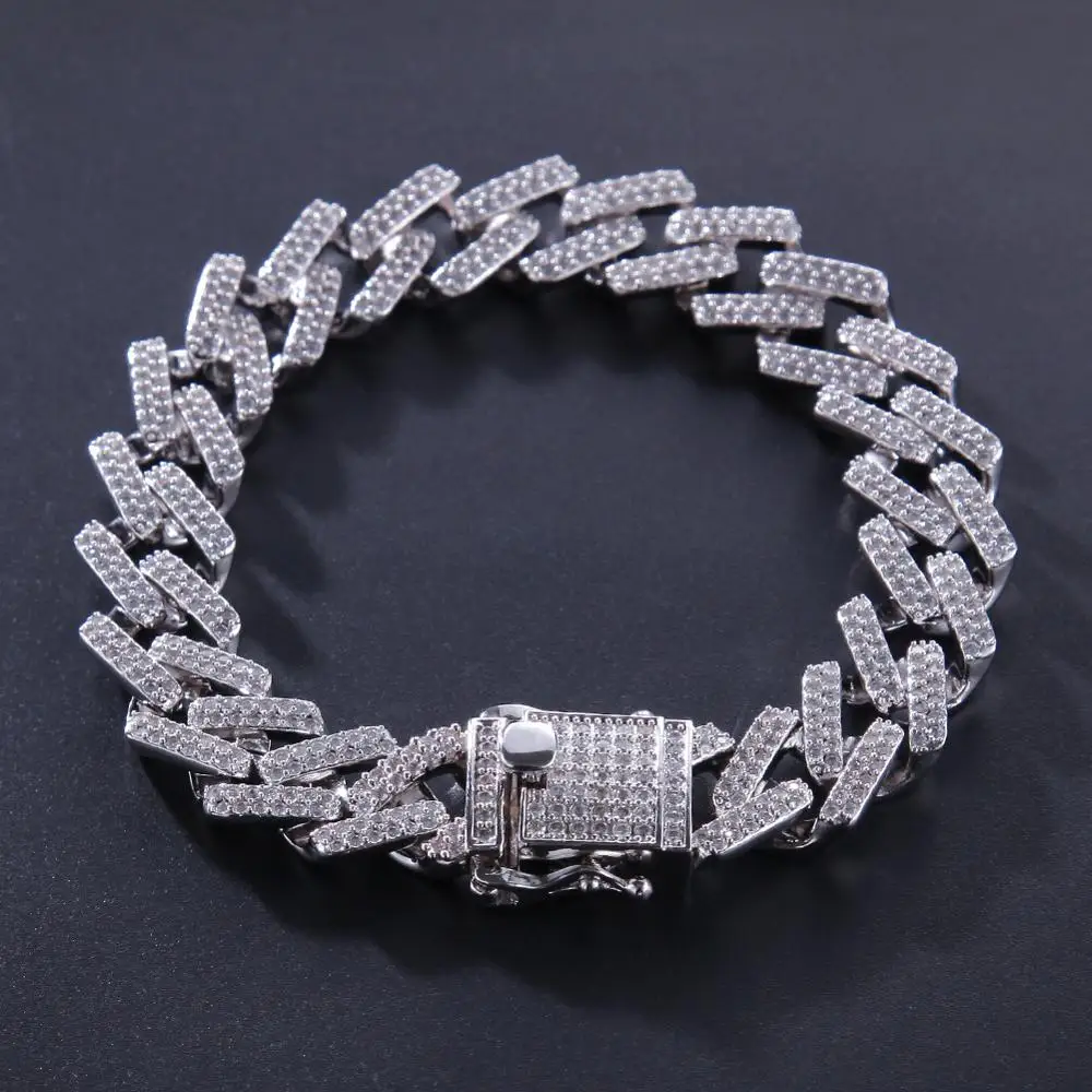 Hot Selling 14Mm Hip Hop Men Striped Maimi Cuban Bracelet Chain Silver Plated Gold Iced Out Cubic Zircon Bling Jewelry Anklet
Hot Selling 14Mm Hip Hop Men Striped Maimi Cuban Bracelet Chain Silver Plated Gold Iced Out Cubic Zircon Bling Jewelry Anklet