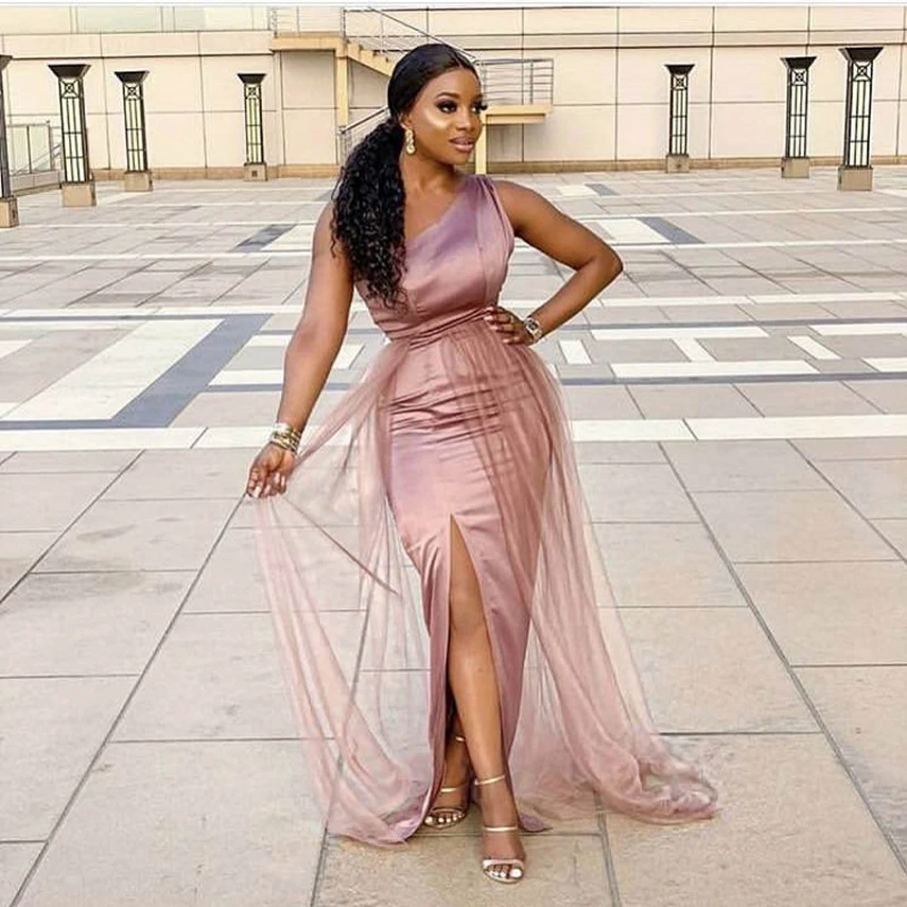 South African Mermaid Bridesmaid Dresses Elegant One Shoulder Sash Tulle Sexy Side Split Floor Length Cheap Wedding Guest Dress
South African Mermaid Bridesmaid Dresses Elegant One Shoulder Sash Tulle Sexy Side Split Floor Length Cheap Wedding Guest Dress