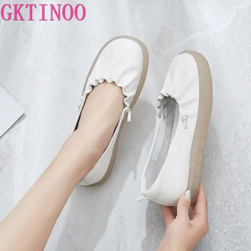 Туфли GKTINOO женские из натуральной коровьей кожи, лоферы на плоской подошве, нескользящая Мягкая подошва, обувь для мам, белые
Туфли GKTINOO женские из натуральной коровьей кожи, лоферы на плоской подошве, нескользящая Мягкая подошва, обувь для мам, белые